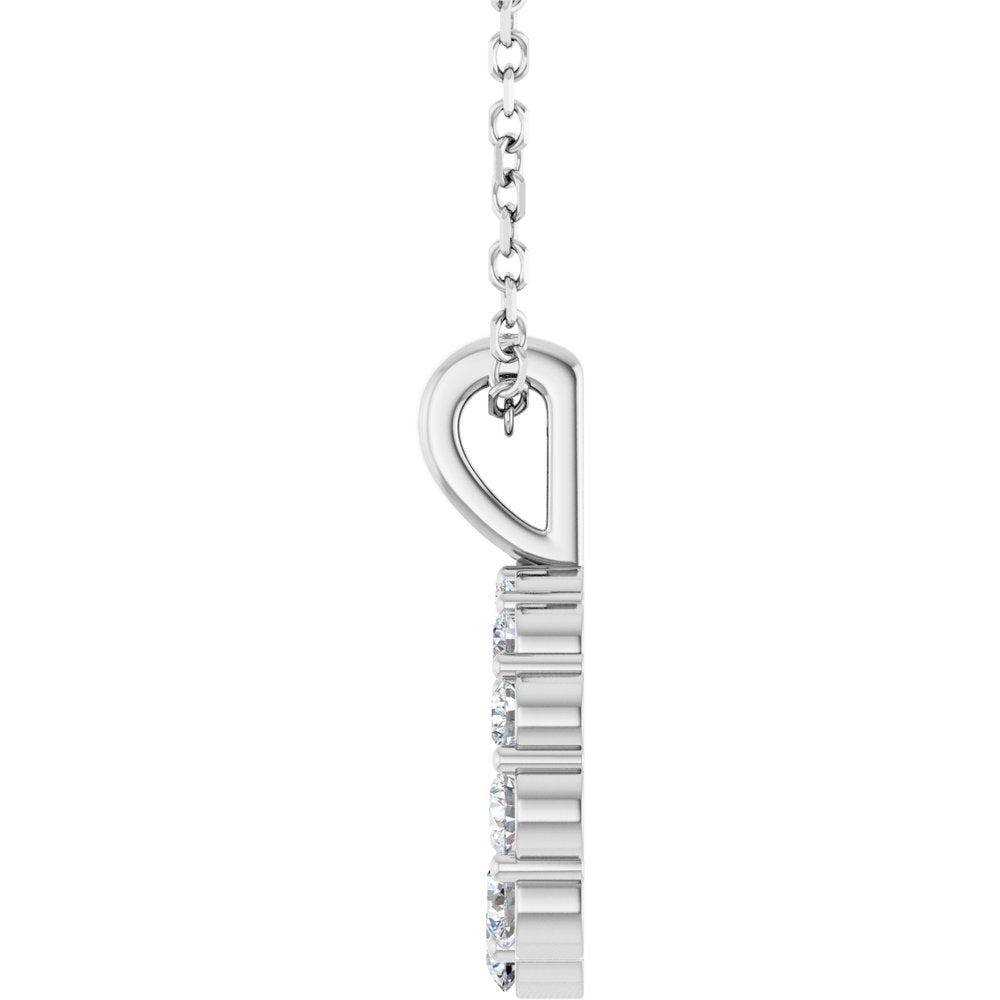 14K White Gold 1/3 CTW Lab-Grown Diamond Graduated Circle 16-18" Necklace
