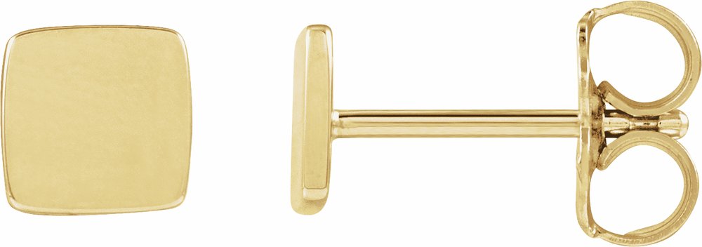 14K Yellow Gold 5 mm Engravable Geometric Stud Earrings