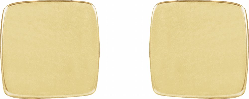 14K Yellow Gold 5 mm Engravable Geometric Stud Earrings