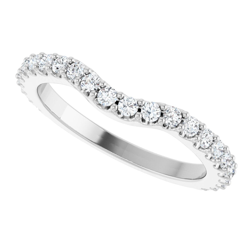 14K White Gold 1/2 CTW Natural Diamond Contour Band