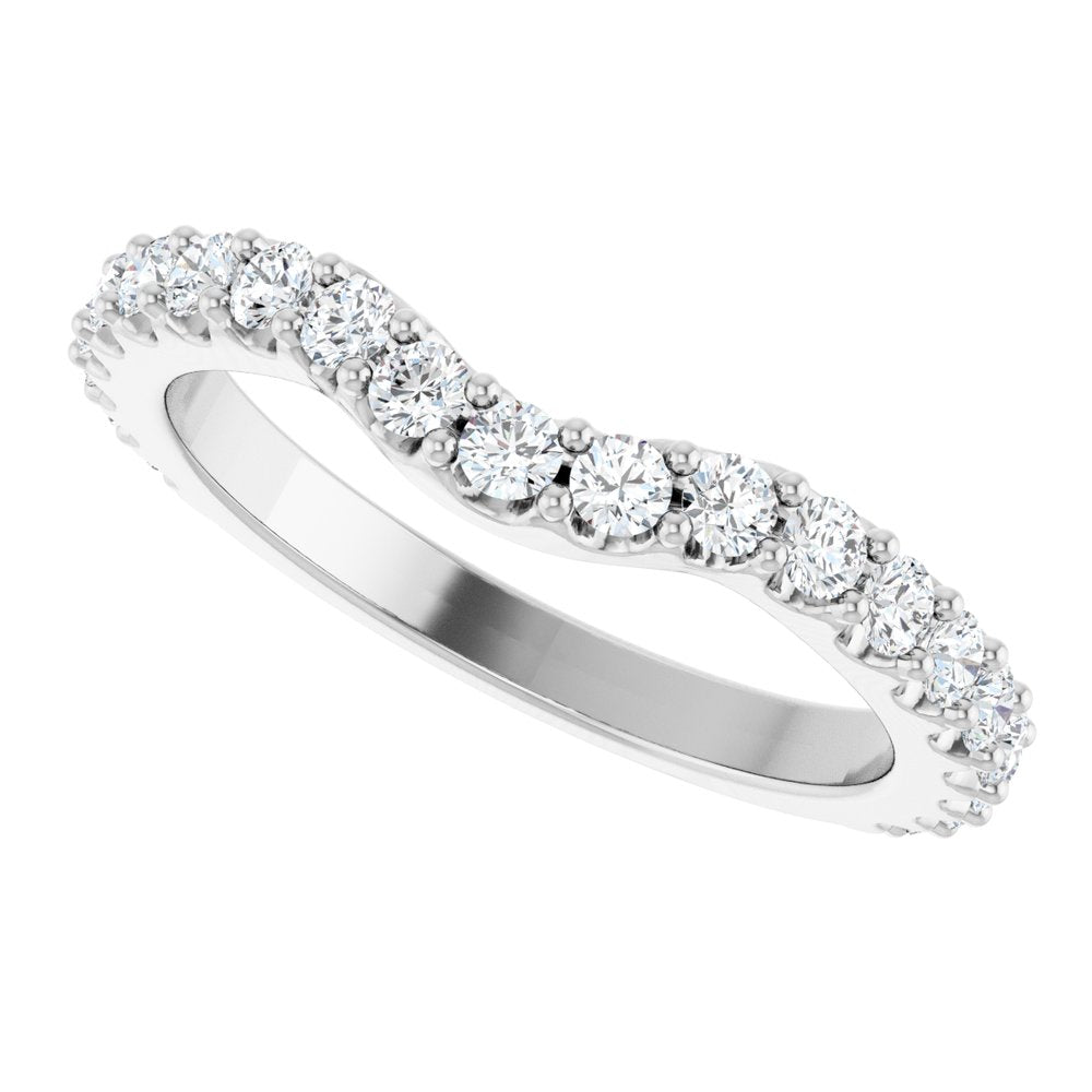 14K White Gold 1/2 CTW Natural Diamond Contour Band