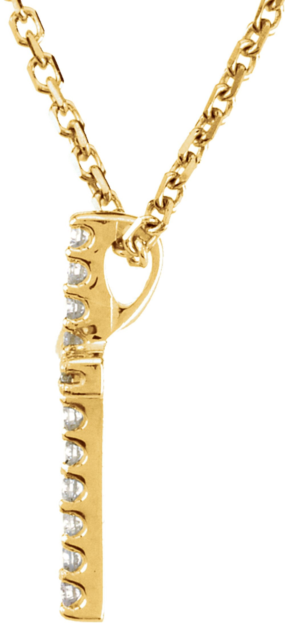 14K Yellow Gold .08 CTW Natural Diamond Petite Cross 16" Necklace