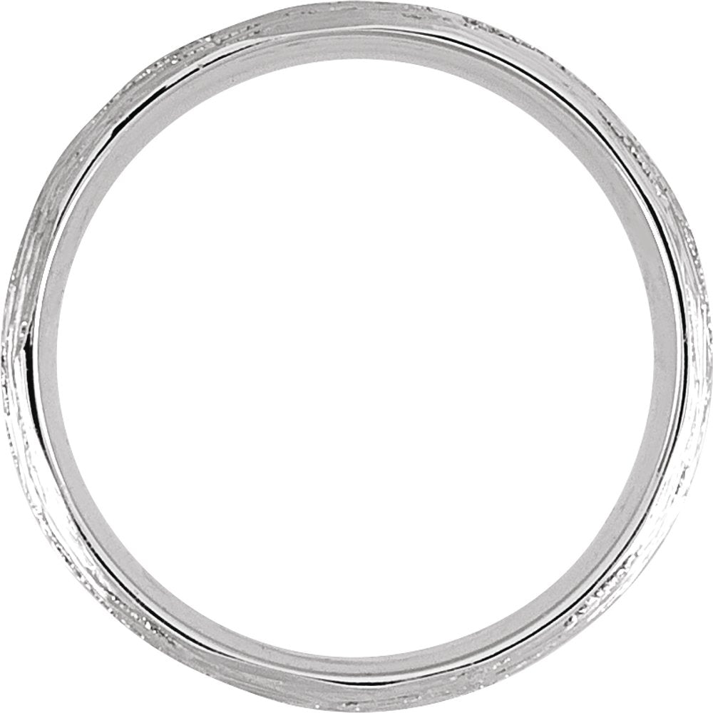 14K White Gold 7 mm Tree Bark-Inspired Comfort-Fit Flat Band Size 10