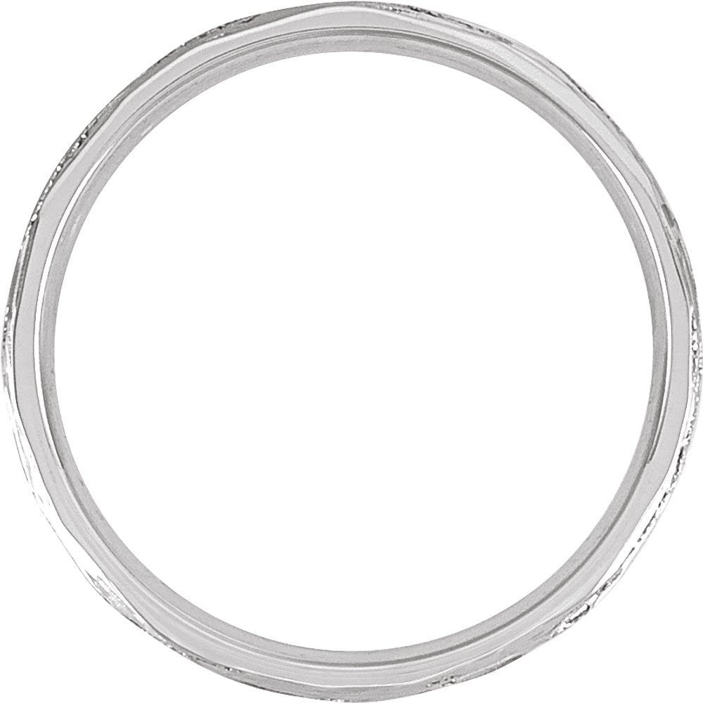 14K White Gold 3 mm Tree Bark-Inspired Comfort-Fit Flat Band Size 7