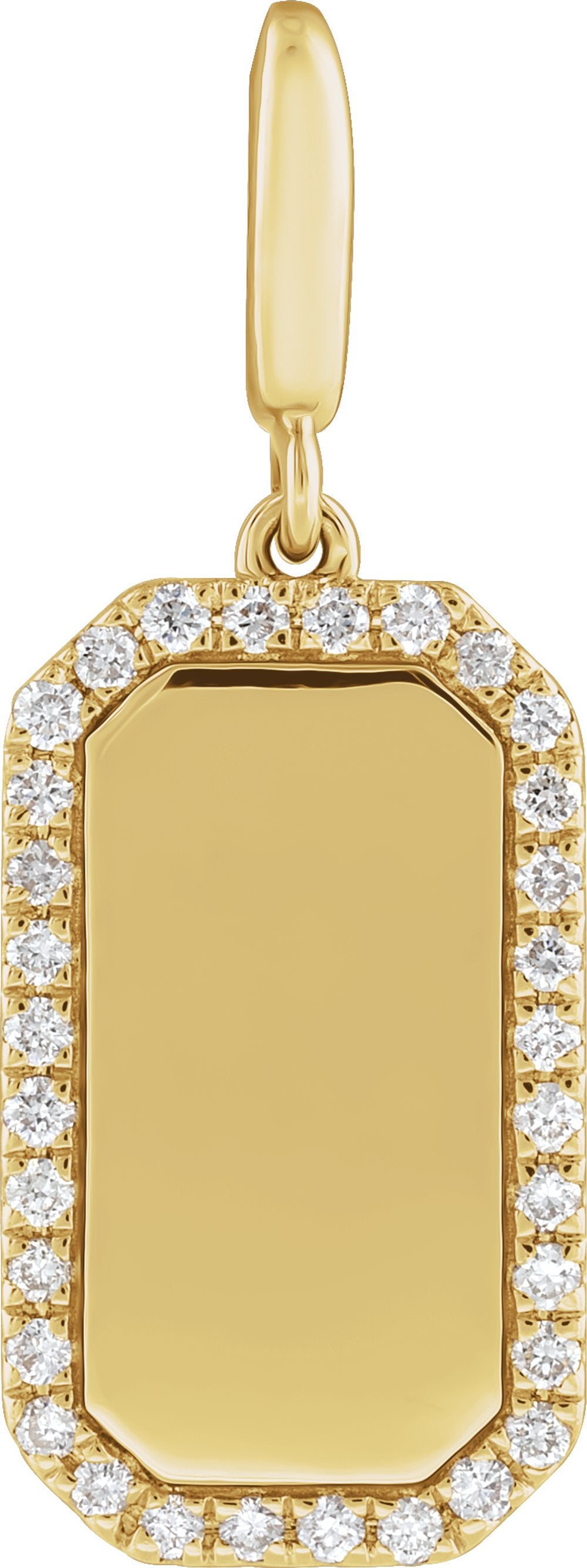 14K Yellow Gold Engravable 1/6 CTW Natural Diamond Dog Tag Charm/Pendant