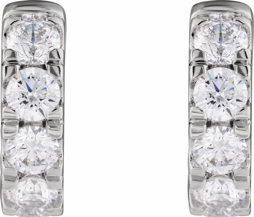 14K White Gold 1 7/8 CTW Lab-Grown Diamond Hinged 14.7 mm Hoop Earrings