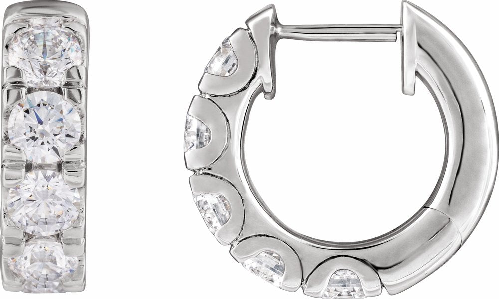 14K White Gold 1 7/8 CTW Lab-Grown Diamond Hinged 14.7 mm Hoop Earrings