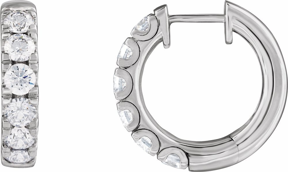 14K White Gold 2 1/4 CTW Lab-Grown Diamond Hinged 19.45 mm Hoop Earrings