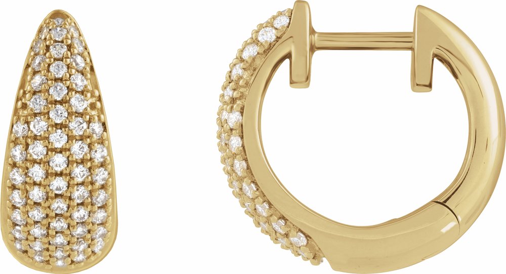 14K Yellow Gold 1/2 CTW Natural Diamond Hinged 14.75 mm Hoop Earrings