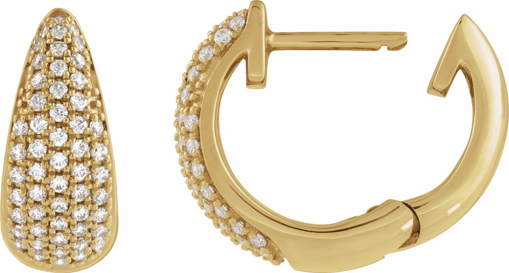 14K Yellow Gold 1/2 CTW Natural Diamond Hinged 14.75 mm Hoop Earrings
