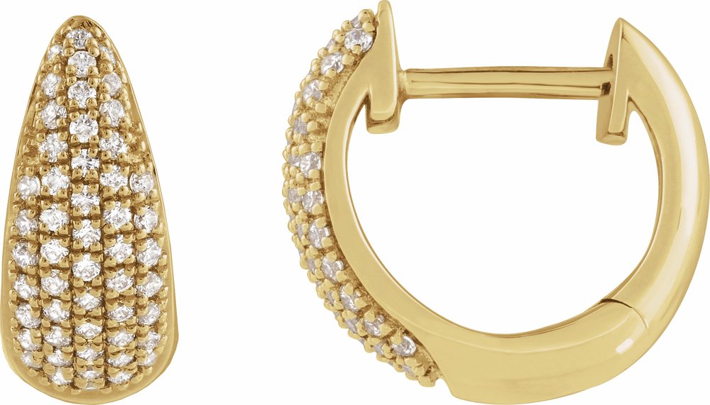 14K Yellow Gold 1/3 CTW Natural Diamond Hinged 11 mm Hoop Earrings