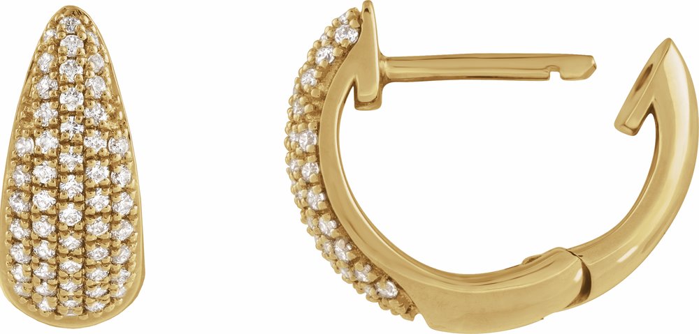 14K Yellow Gold 1/3 CTW Natural Diamond Hinged 11 mm Hoop Earrings
