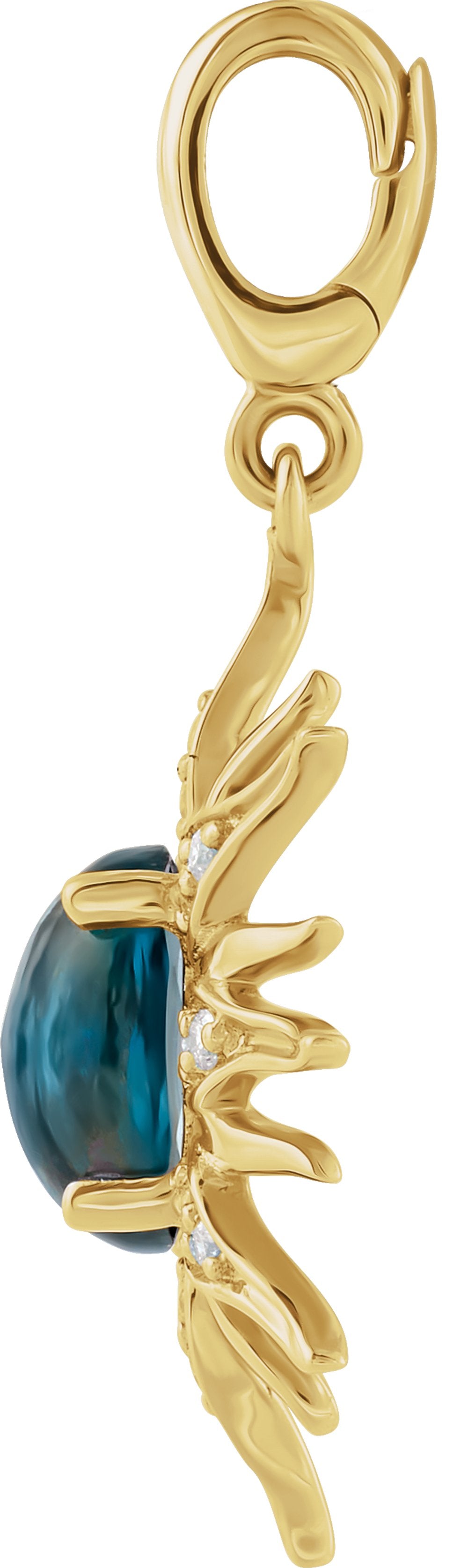 14K Yellow Gold Natural London Blue Topaz & 1/10 CTW Natural Diamond Sun Charm/Pendant