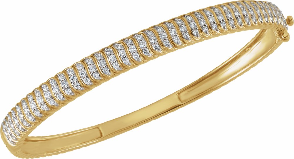 14K Yellow Gold 1 3/8 CTW Lab-Grown Diamond Bangle 7" Bracelet