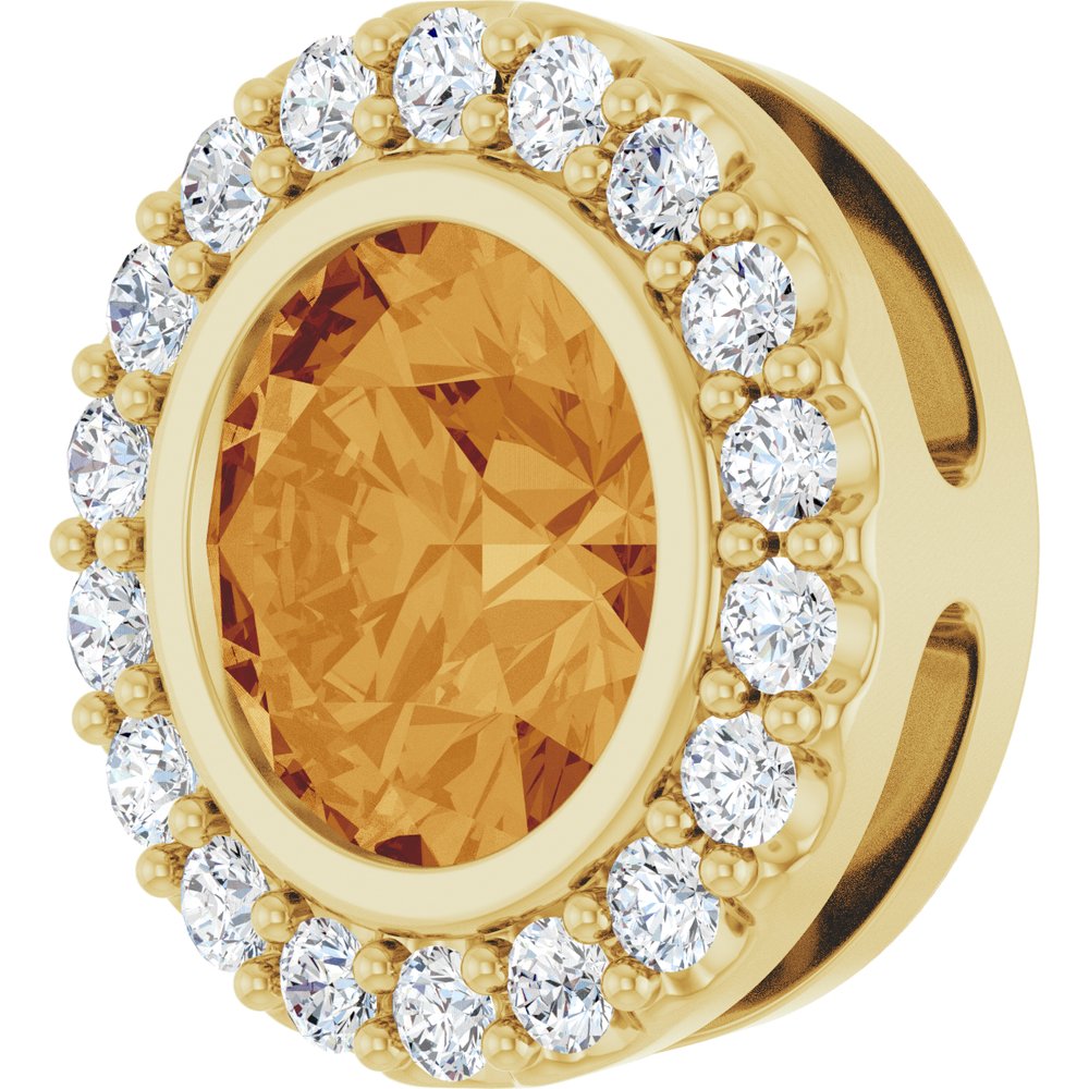 14K Yellow Gold Natural Citrine & 1/4 CTW Natural Diamond Halo-Style Pendant
