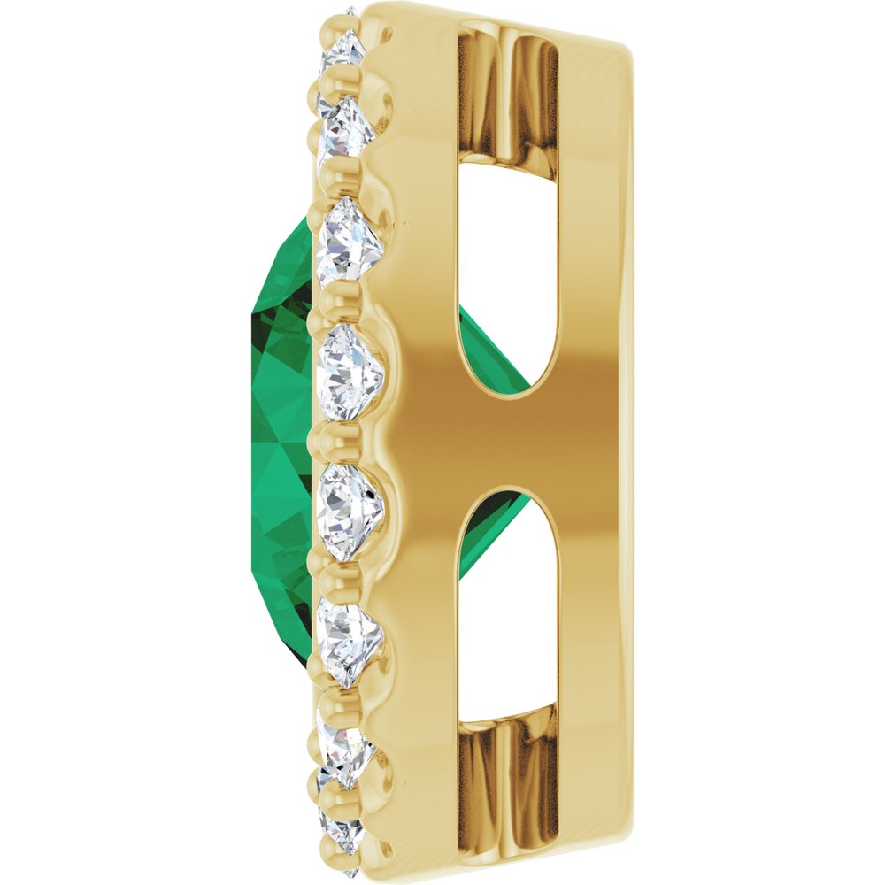 14K Yellow Gold Lab-Grown Emerald & 1/4 CTW Natural Diamond Halo-Style Pendant