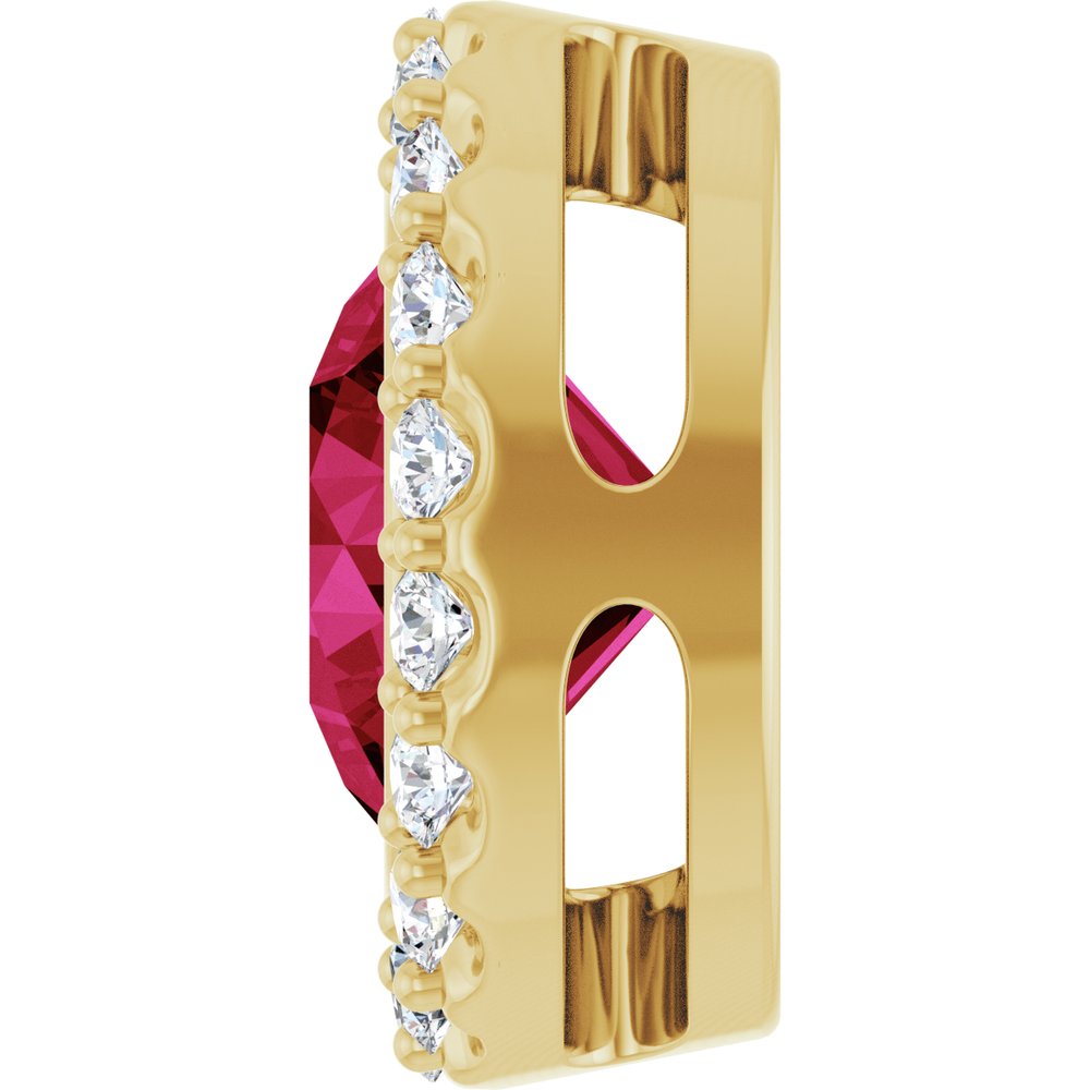 14K Yellow Gold Lab-Grown Ruby & 1/4 CTW Natural Diamond Halo-Style Pendant