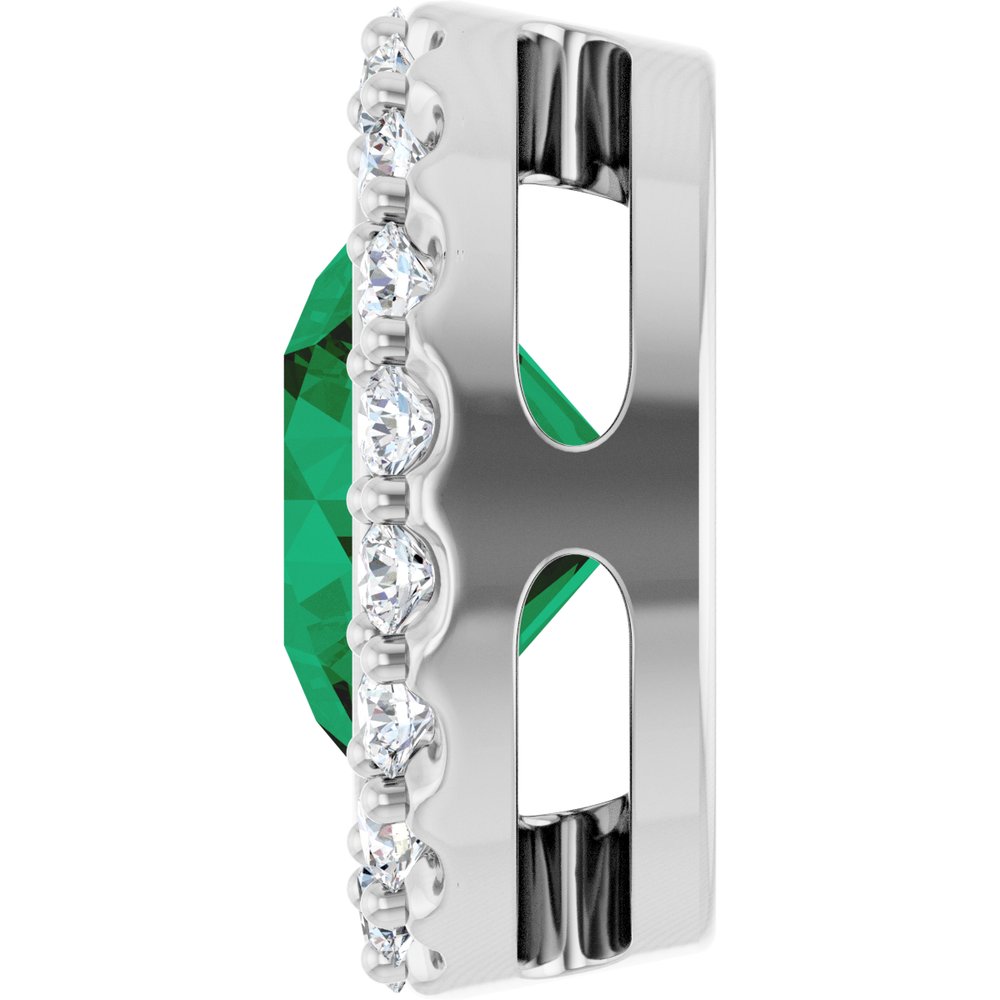 14K White Gold Lab-Grown Emerald & 1/4 CTW Natural Diamond Halo-Style Pendant