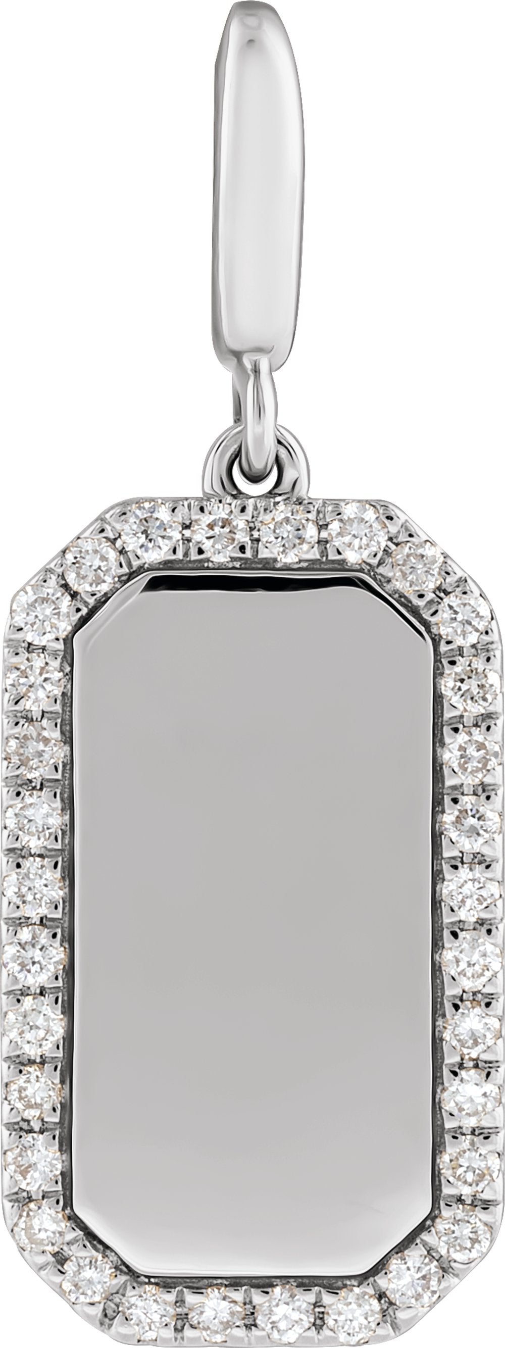 14K White Gold Engravable 1/6 CTW Natural Diamond Dog Tag Charm/Pendant