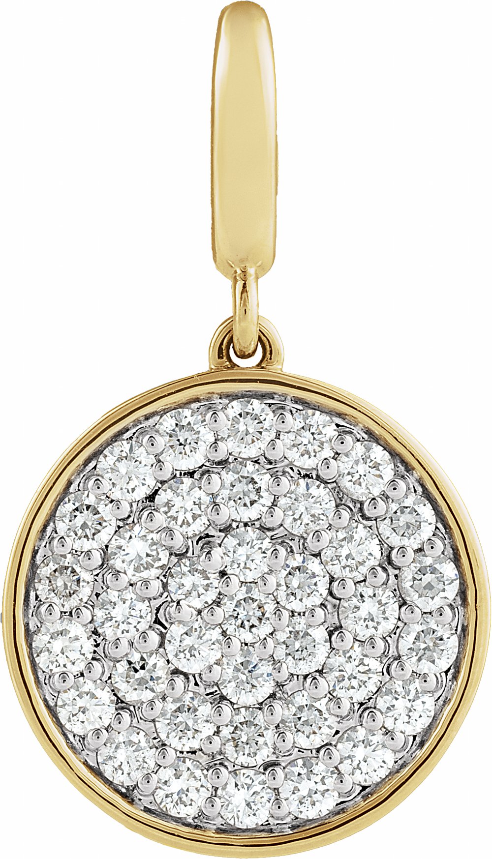 14K Yellow Gold 1/2 CTW Natural Diamond Pavé-Style Disc Charm/Pendant