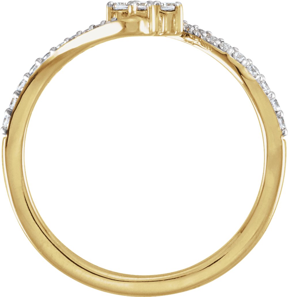 14K Yellow Gold 1/4 CTW Lab-Grown Diamond Cross Ring