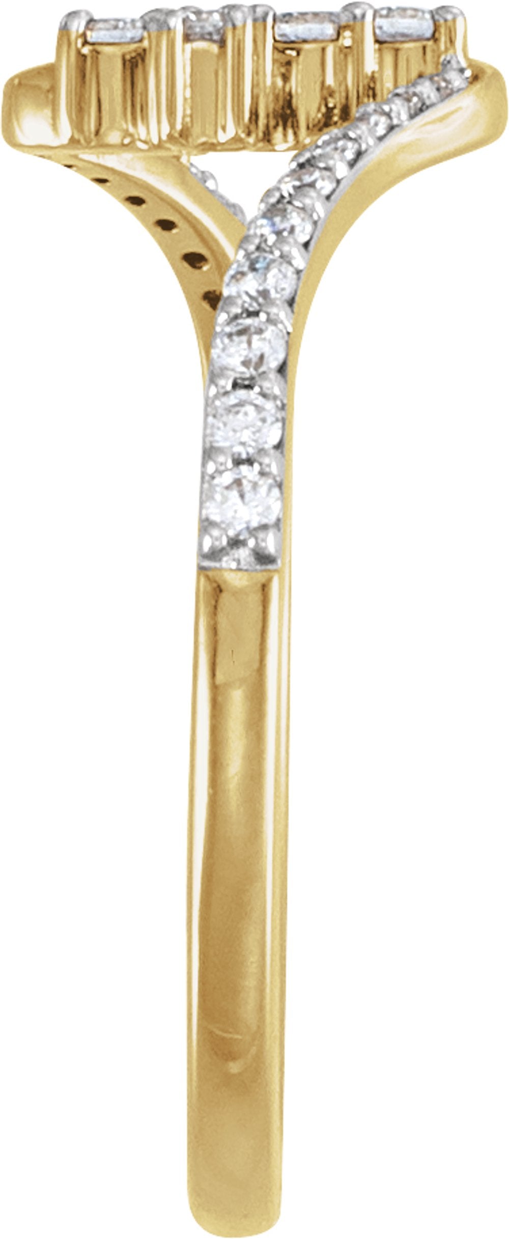 14K Yellow Gold 1/4 CTW Lab-Grown Diamond Cross Ring