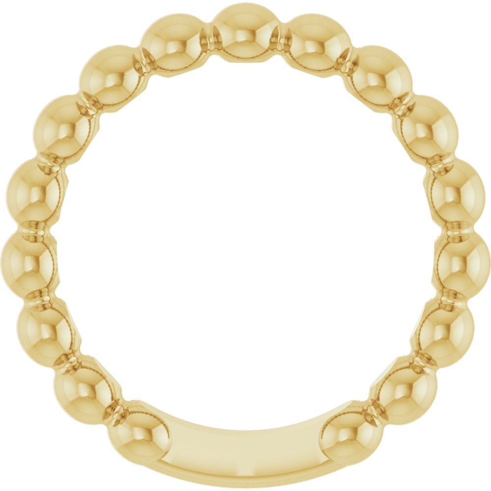 14K Yellow Gold 3.5 mm Stackable Beaded Ring