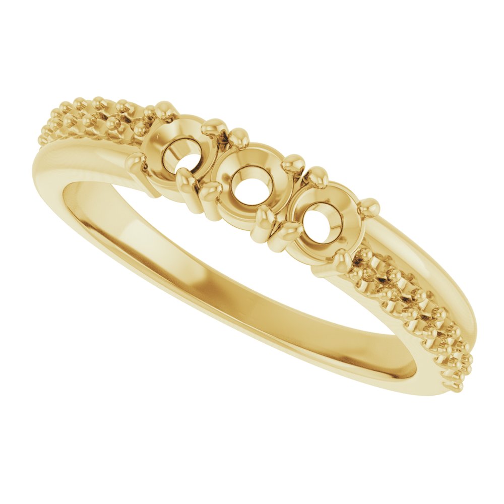 10K Yellow Gold 3 mm Round 4-Stone Accented Family Ring Mounting