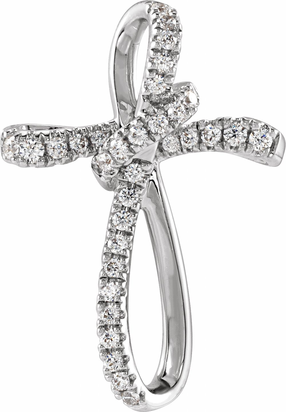14K White Gold 1/5 CTW Natural Diamond Cross Pendant