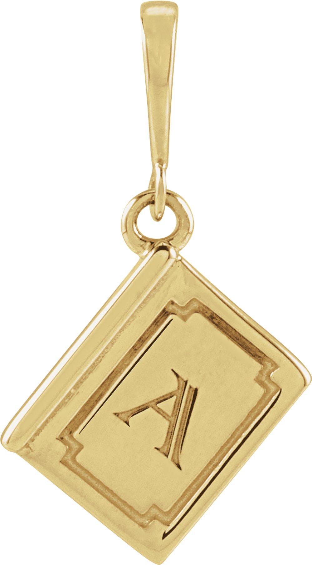 14K Yellow Gold Engravable Book Pendant