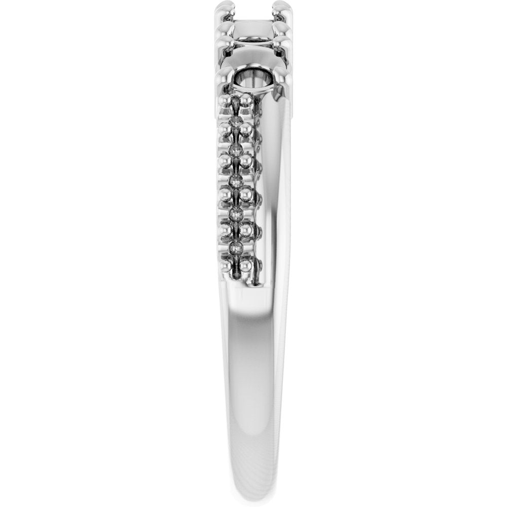 10K White Gold 3 mm Round 4-Stone Accented Family Ring Mounting