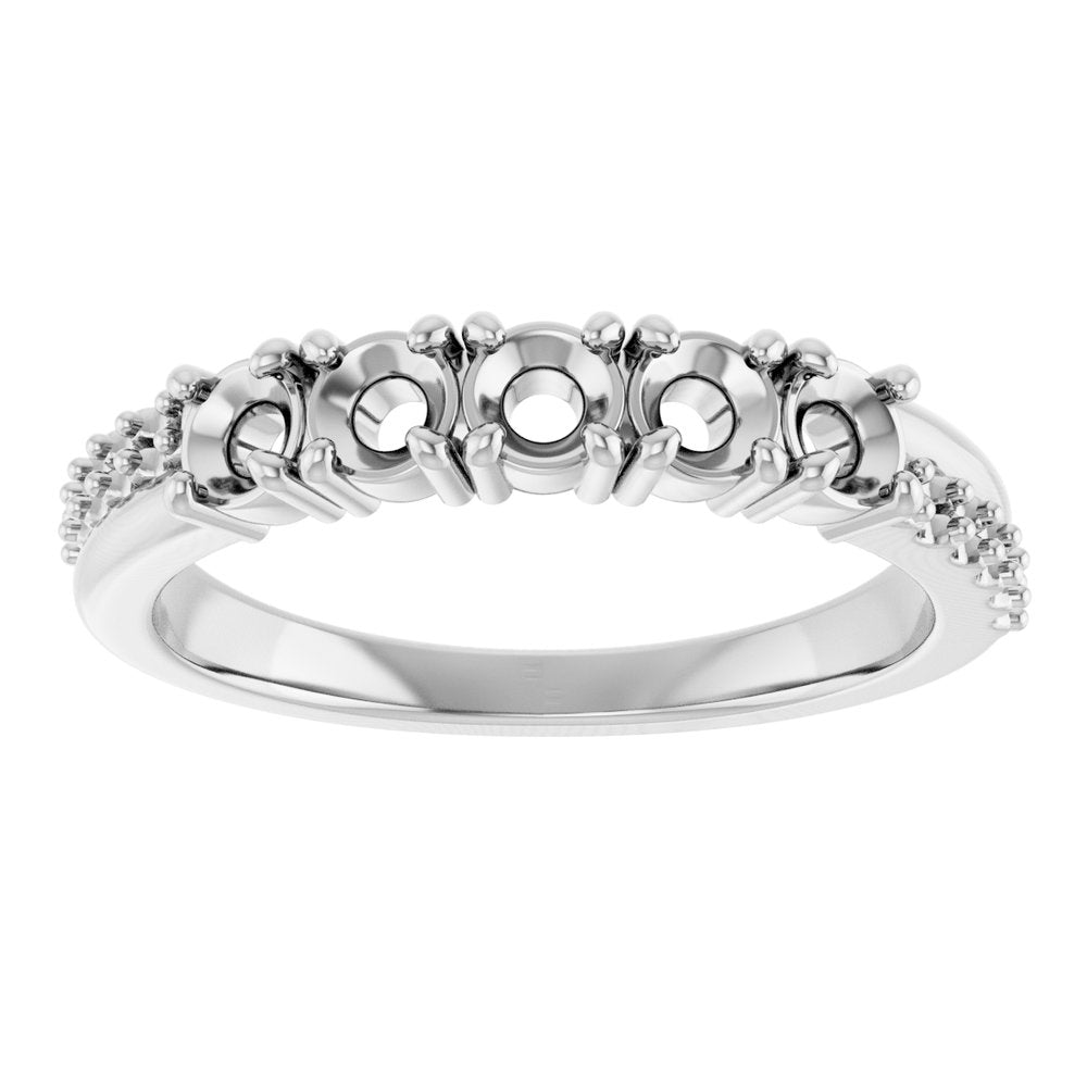 10K White Gold 3 mm Round 4-Stone Accented Family Ring Mounting