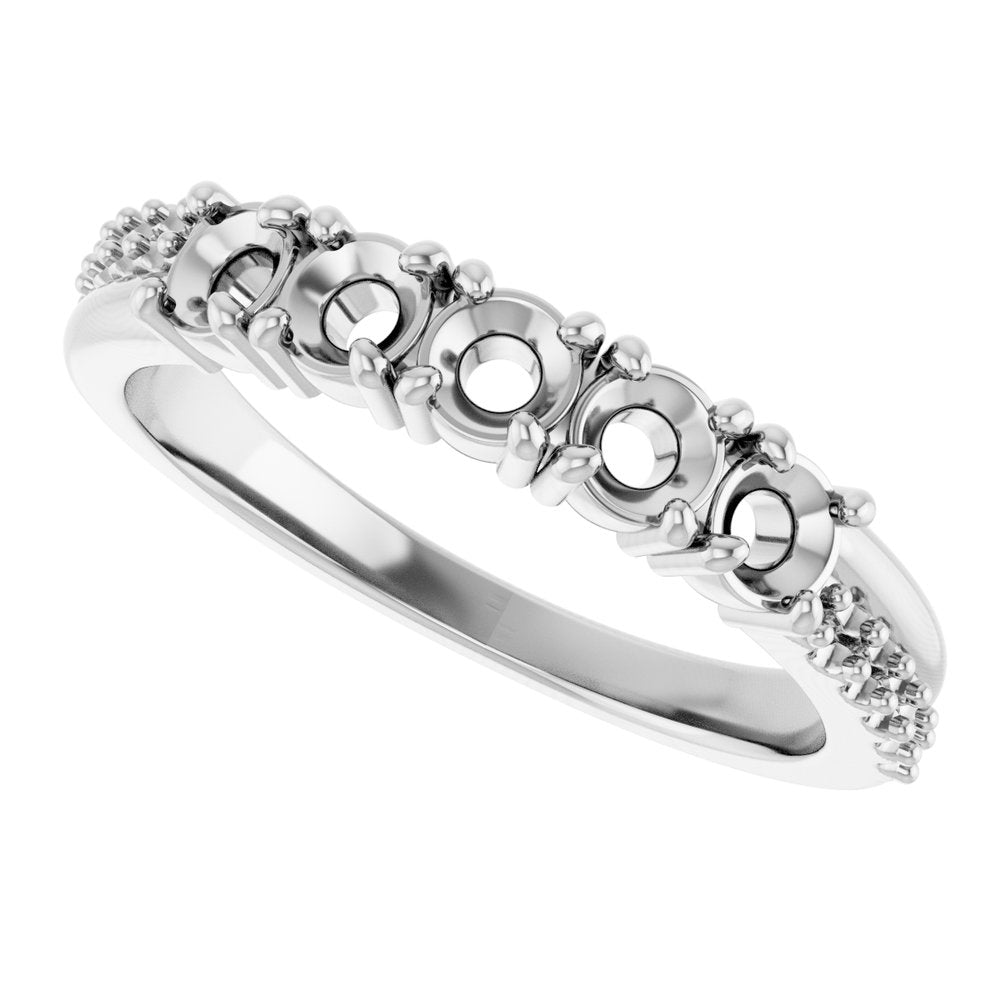 10K White Gold 3 mm Round 4-Stone Accented Family Ring Mounting