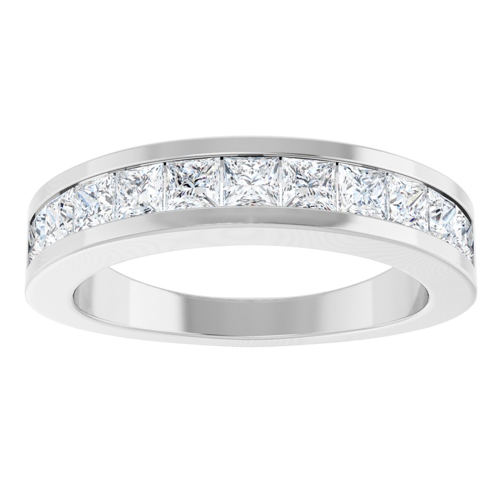14K White 1 CTW Natural Diamond Channel-Set Anniversary Band Size 7