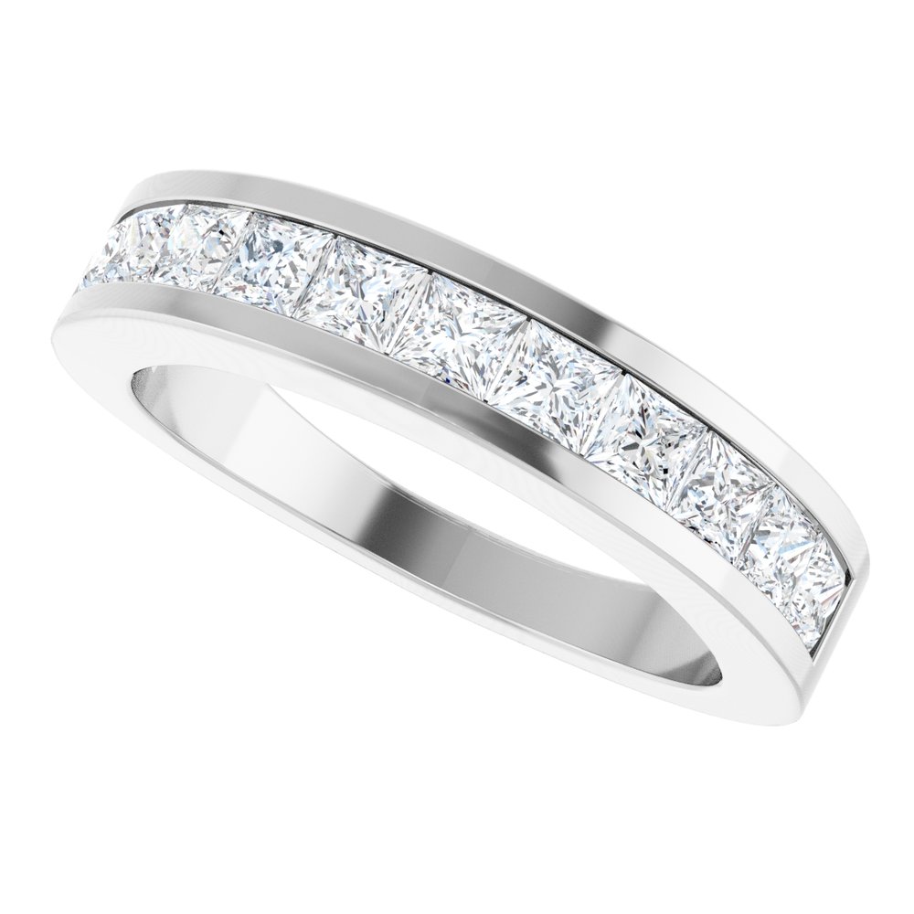 14K White 1 CTW Natural Diamond Channel-Set Anniversary Band Size 7