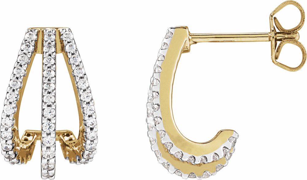 14K Yellow Gold 1/2 CTW Lab-Grown Diamond 14 mm Hoop Earrings