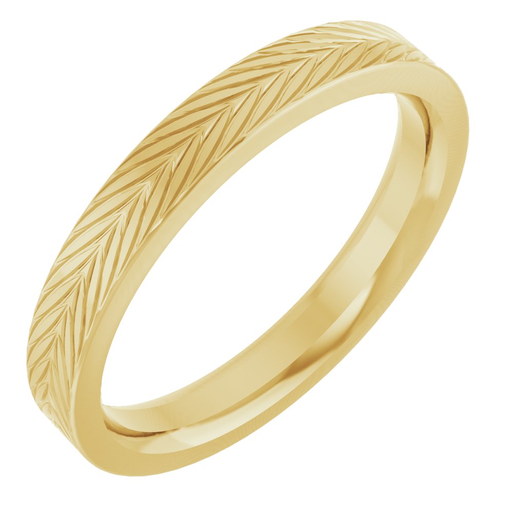 14K Yellow Gold 3 mm Wheat Patterned Band Size 7