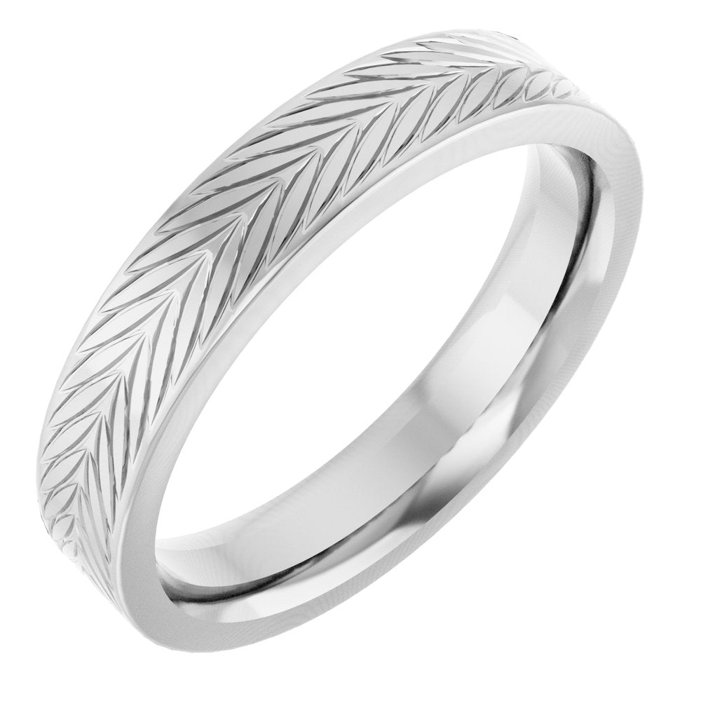 14K White Gold 4 mm Wheat Patterned Band Size 7