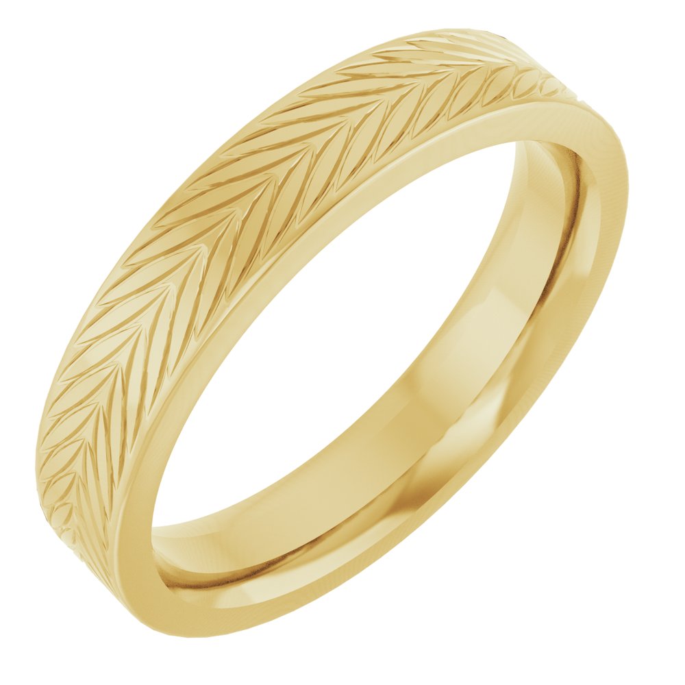 14K Yellow Gold 4 mm Wheat Patterned Band Size 7
