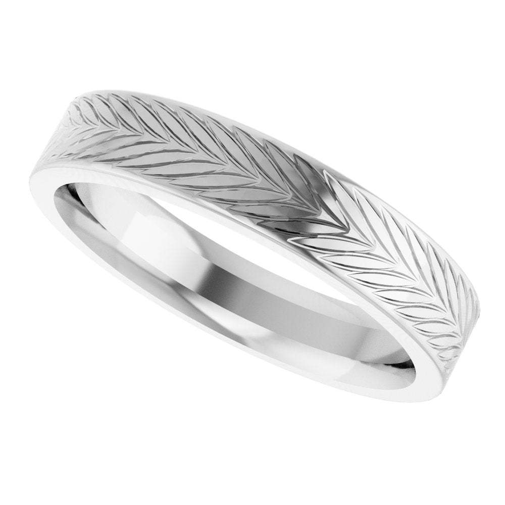 14K White Gold 4 mm Wheat Patterned Band Size 7