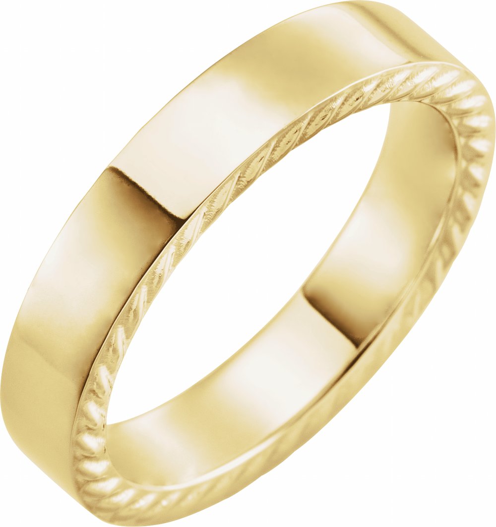 10K Yellow Gold 5 mm Rope Edge Flat Band Size 10