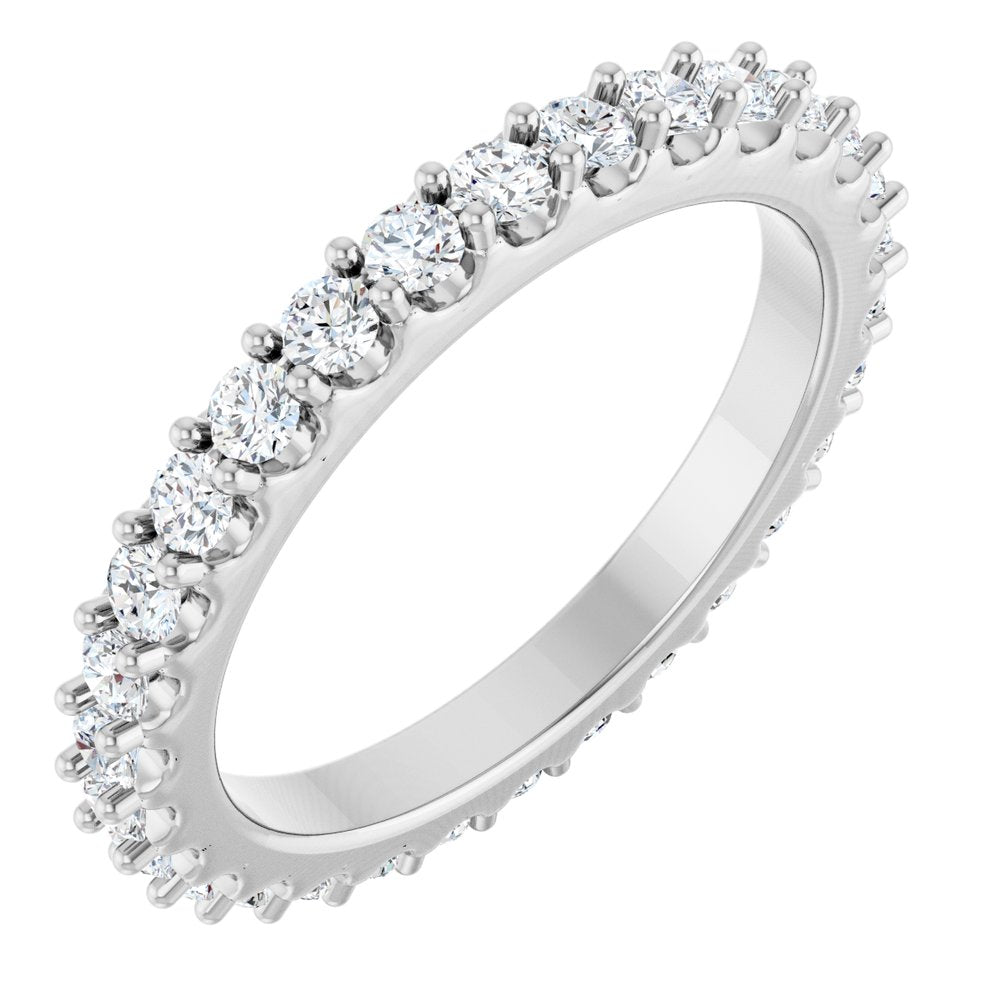 14K White Gold 7/8 CTW Natural Diamond Eternity Band Size 6.5