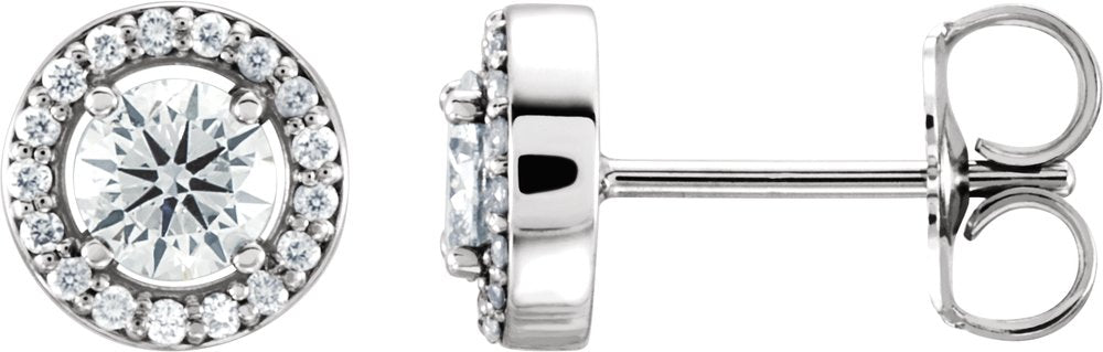 14K White Gold 1/2 CTW Natural Diamond Halo-Style Earrings