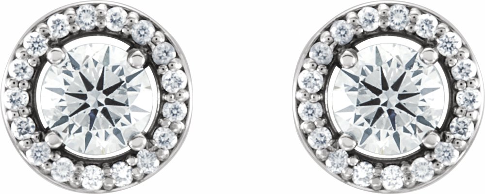 14K White Gold 1/2 CTW Natural Diamond Halo-Style Earrings