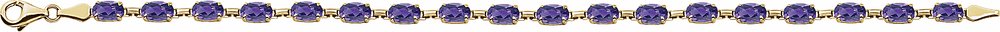 14K Yellow Gold Natural Amethyst 7.25" Bracelet