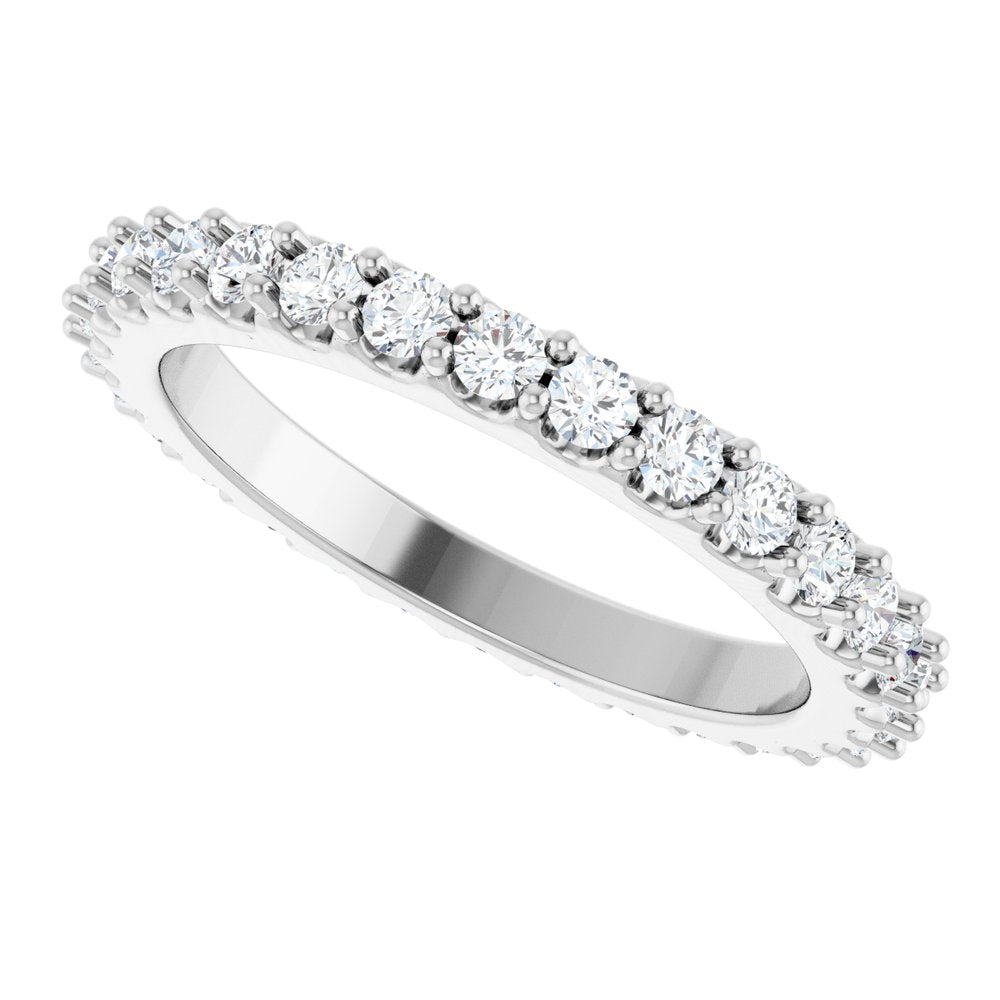 14K White Gold 7/8 CTW Natural Diamond Eternity Band Size 6.5