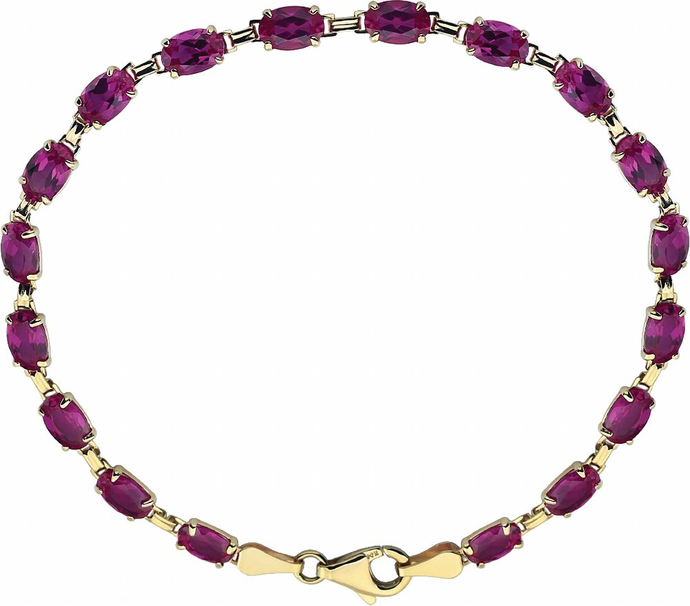 14K Yellow Gold Lab-Grown Ruby 7.25" Bracelet