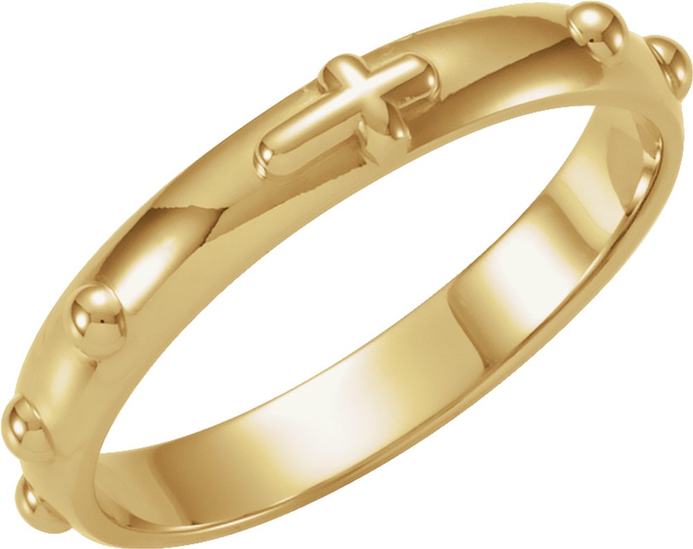 18K Yellow Gold 3.2 mm Rosary Ring Size 7