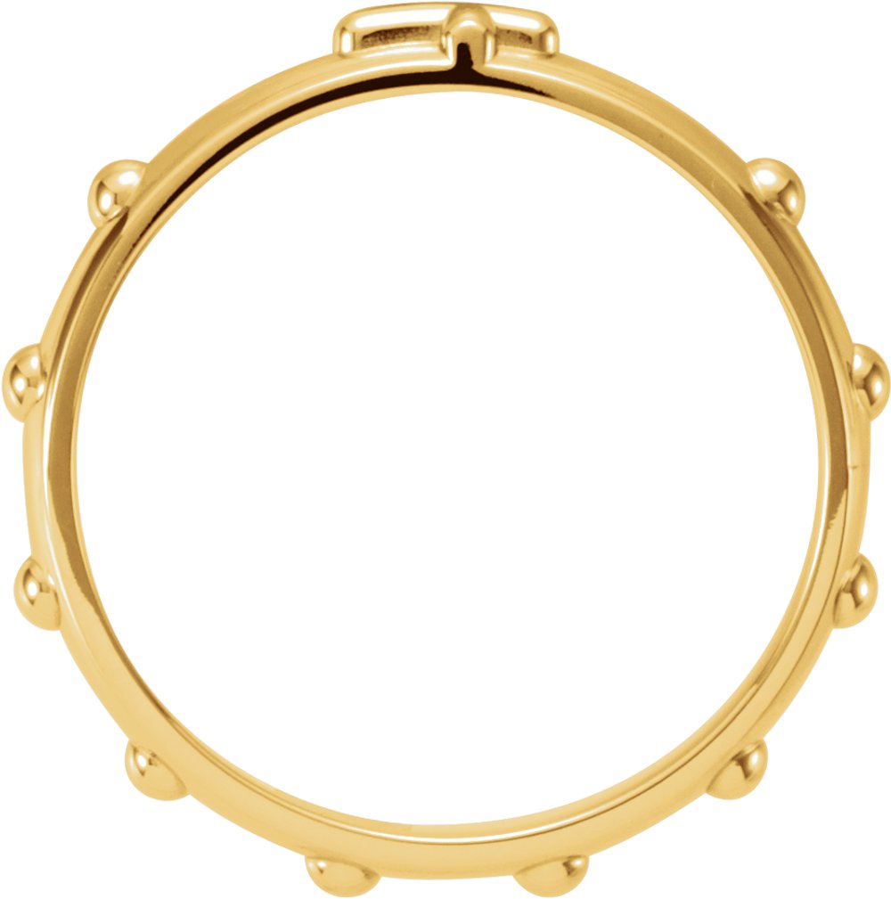 18K Yellow Gold 3.2 mm Rosary Ring Size 7