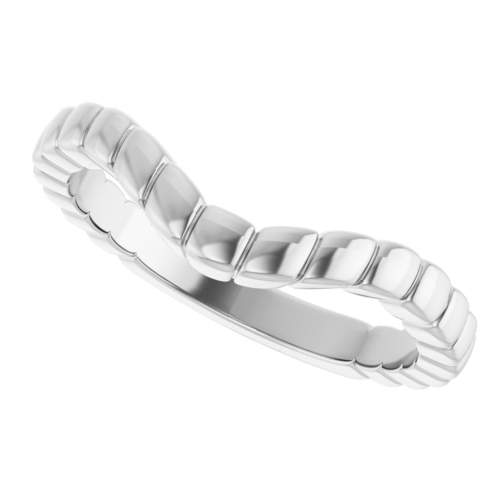 14K White Gold Fluted Contour Band